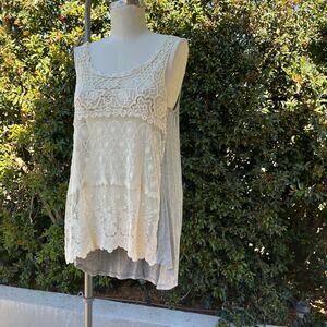 Vintage USA Made Crochet Boho Tank Top Women’s Large